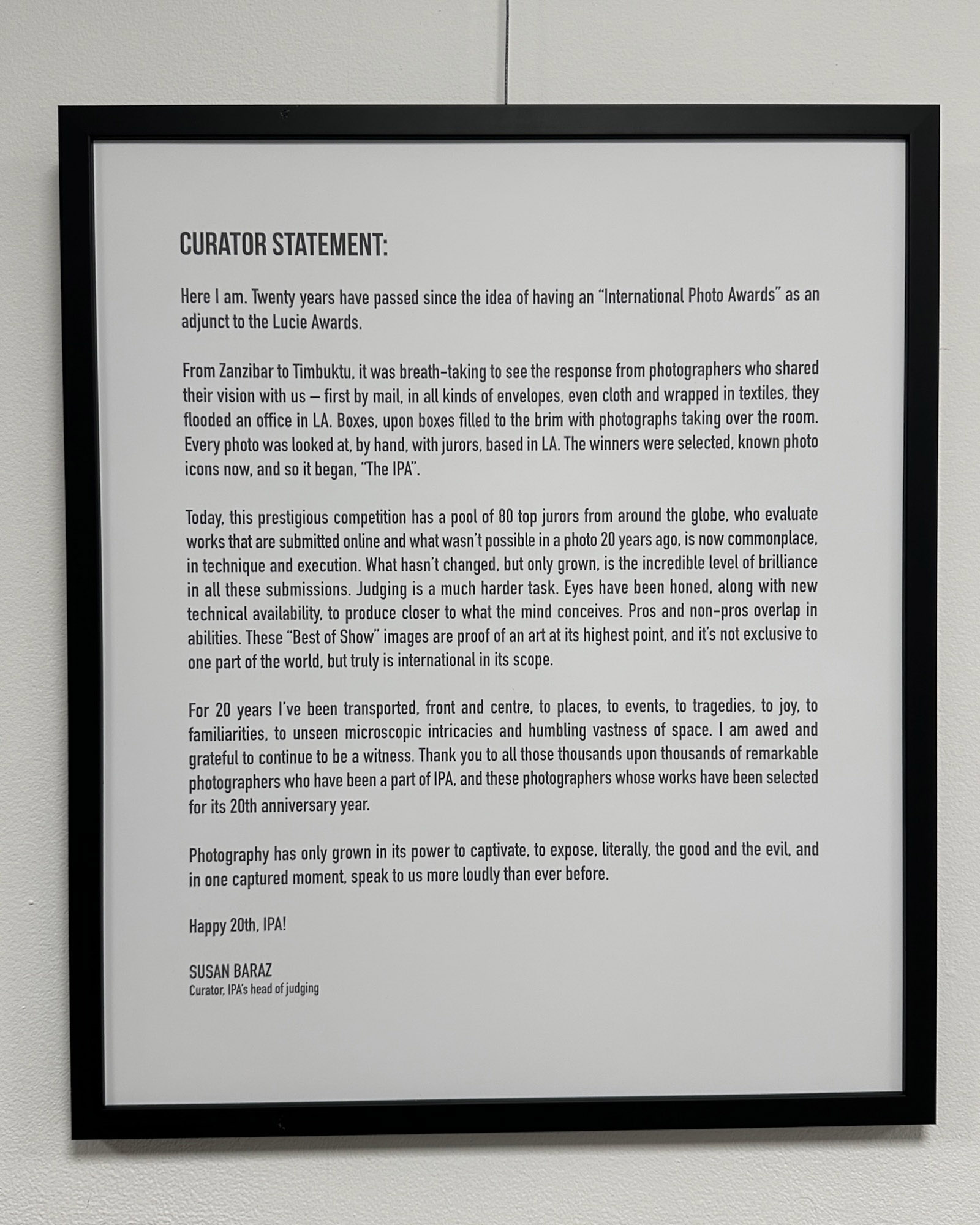 Curator statement